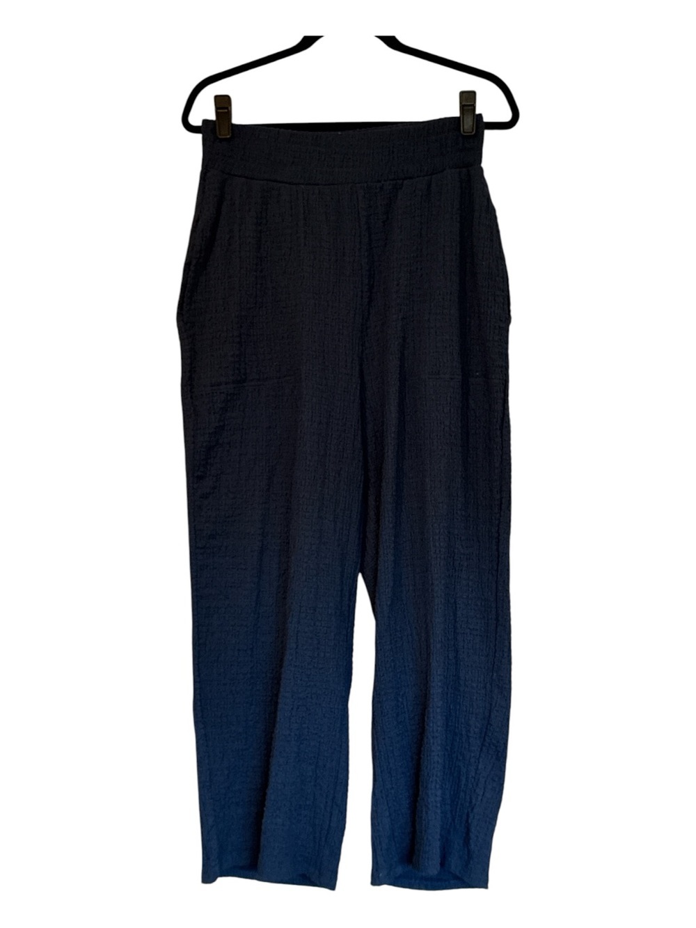 FP Beach Navy Crinkle Crop Pants Textured Pull-On Size M